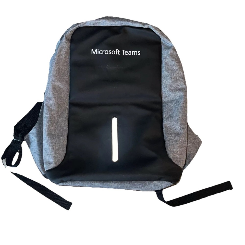 Microsoft Teams Computer Top Load Mega Backpack Book Bag Gray Large Open Charger